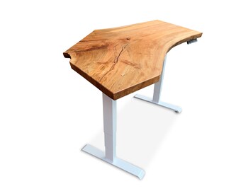 PDXoriginals Curved Sycamore Live Edge Sit-Stand Desk