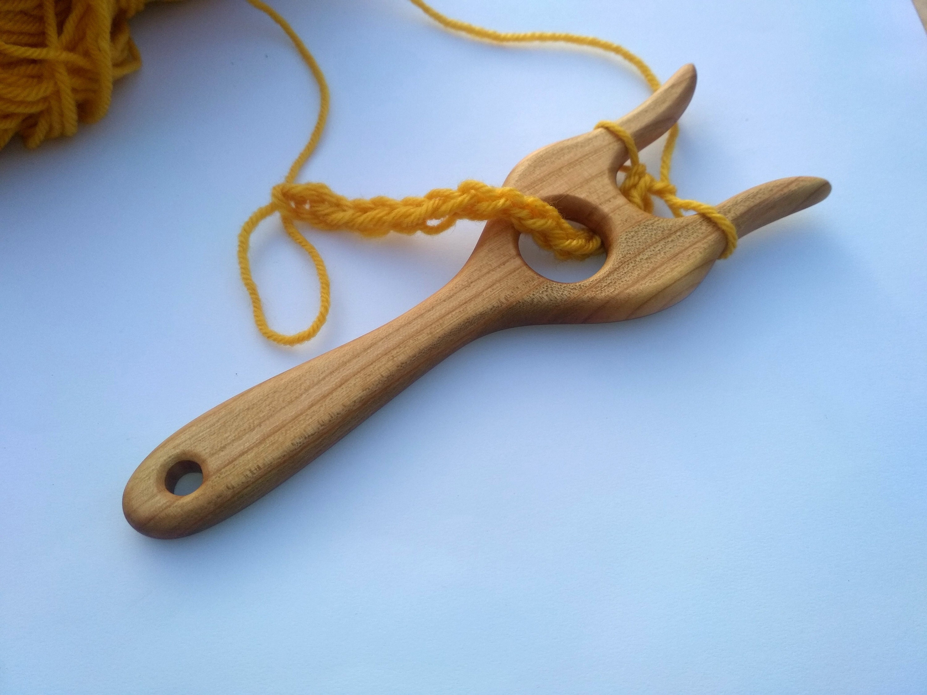 Lucet Fork - Knitting Fork - Hand Tooled Rosewood Lucet