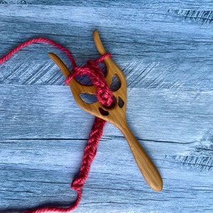Wooden Lucet for braiding cord,Wooden tool ,Viking tool,