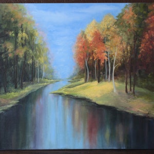 River. Oil painting. Original