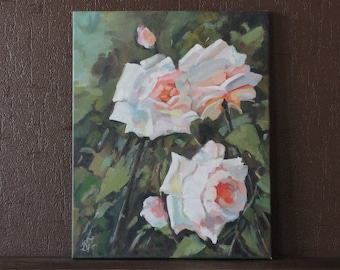 Rosen im Garten. Ölmalerei. Original
