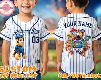 Custom Puppy Birthday Jersey Shirt Personalized Kids Matching Family Party Outfit for Birthday Boy Girl