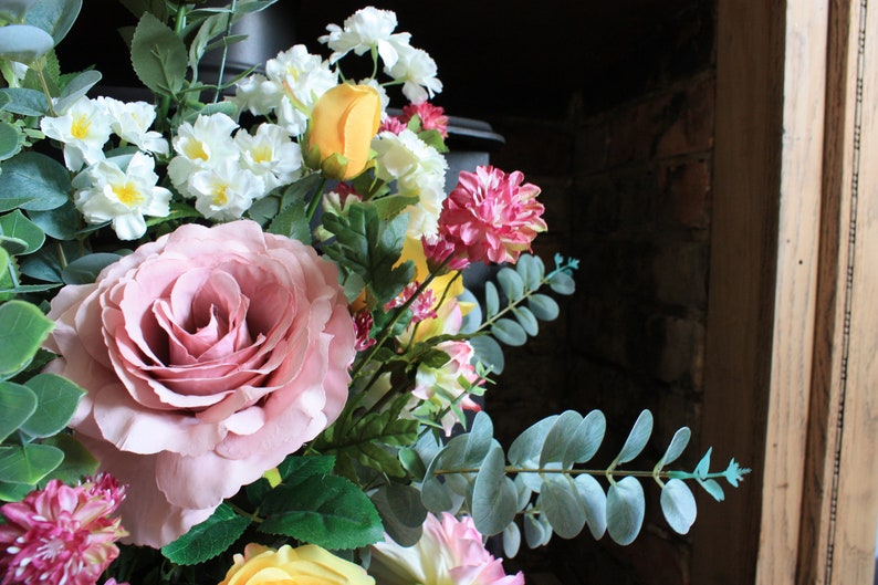 Large Fireplace Silk Flower Arrangement. Fireplace Flower Etsy