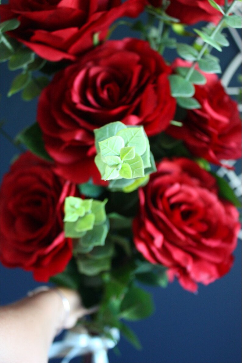 Red Roses Silk Roses Artificial Roses Silk flower Bouquet Silk Etsy