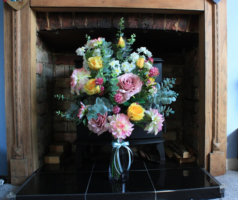 Large Fireplace Silk Flower Arrangement. Fireplace Flower Etsy