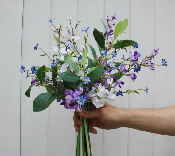 Bridal Bouquet Forget Me Nots Country And Barn Sweatpea Etsy