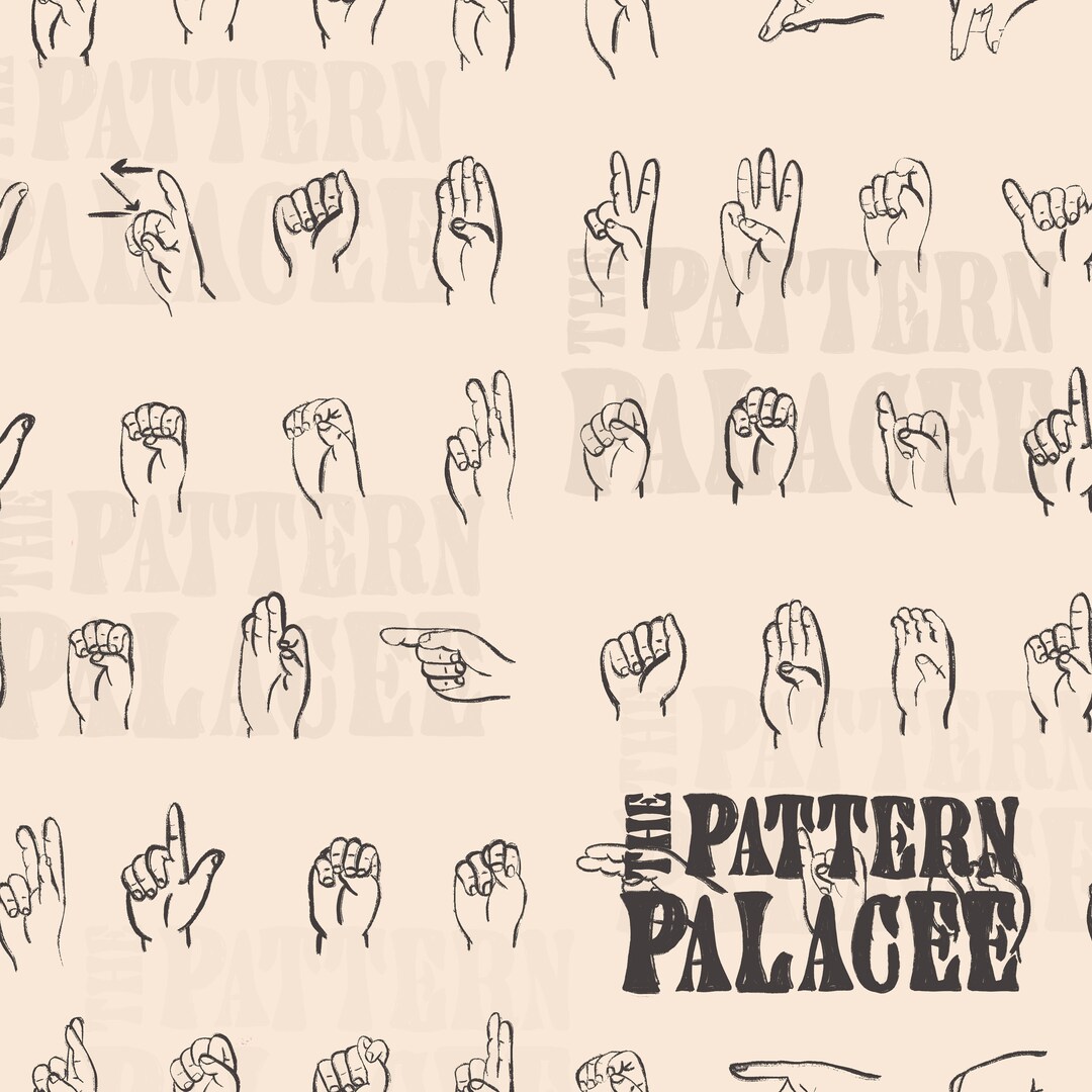 Sign Language / Seamless Pattern / Digital File / JPEG / Etsy