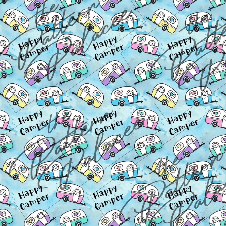 Happy Camper / Cute Campers / Seamless Pattern / Digital File Etsy