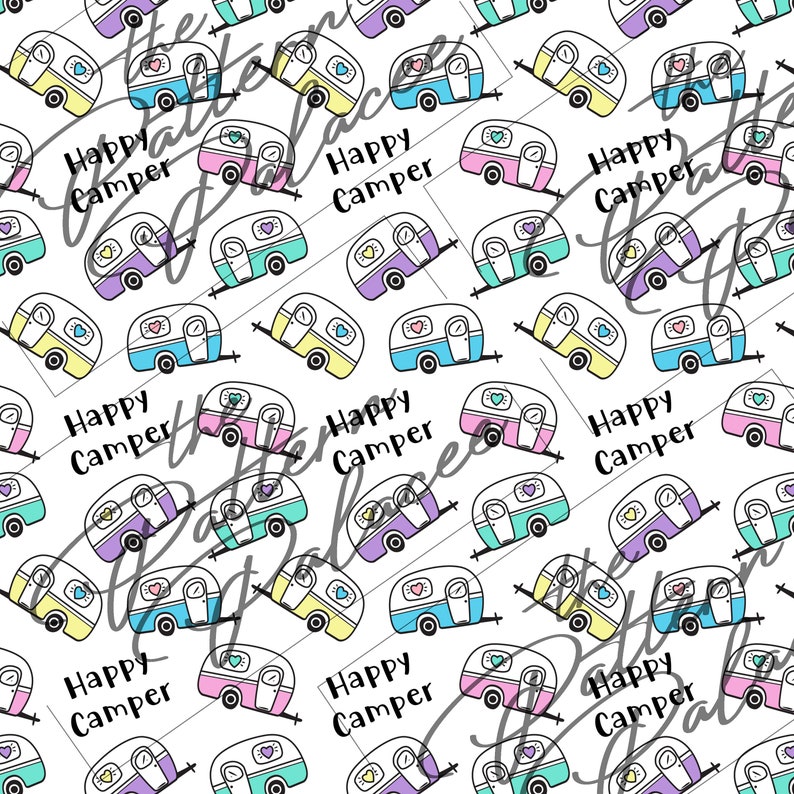 Happy Camper / Cute Campers / Seamless Pattern / Digital File Etsy