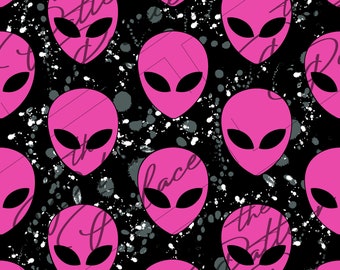 Cute Alien Heads / Alien Seamless Pattern / Boy / Girl Patterns / JPEG / Digital Downloads / Pink Alien Heads