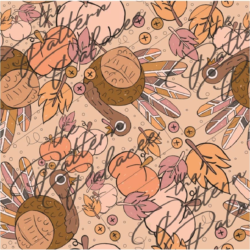 Boho Thanksgiving Seamless Pattern / Digital Pattern / Cute | Etsy