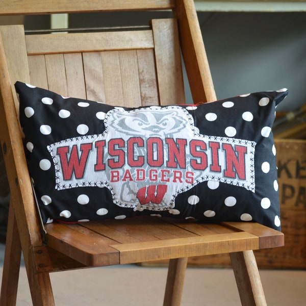 Upcycled T-Shirt Pillow - Wisconsin Badgers - 574
