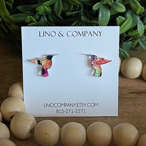 Hummingbird Watercolor Art Earrings