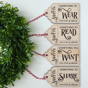 Gift Christmas Tags | Need Want Wear Read Share | Custom Gift Tags