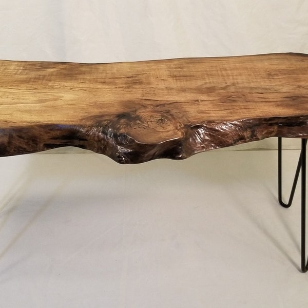 Black Walnut oils on Spalted & Figured Maple, Live Natural Edge, Coffee Table  #91207