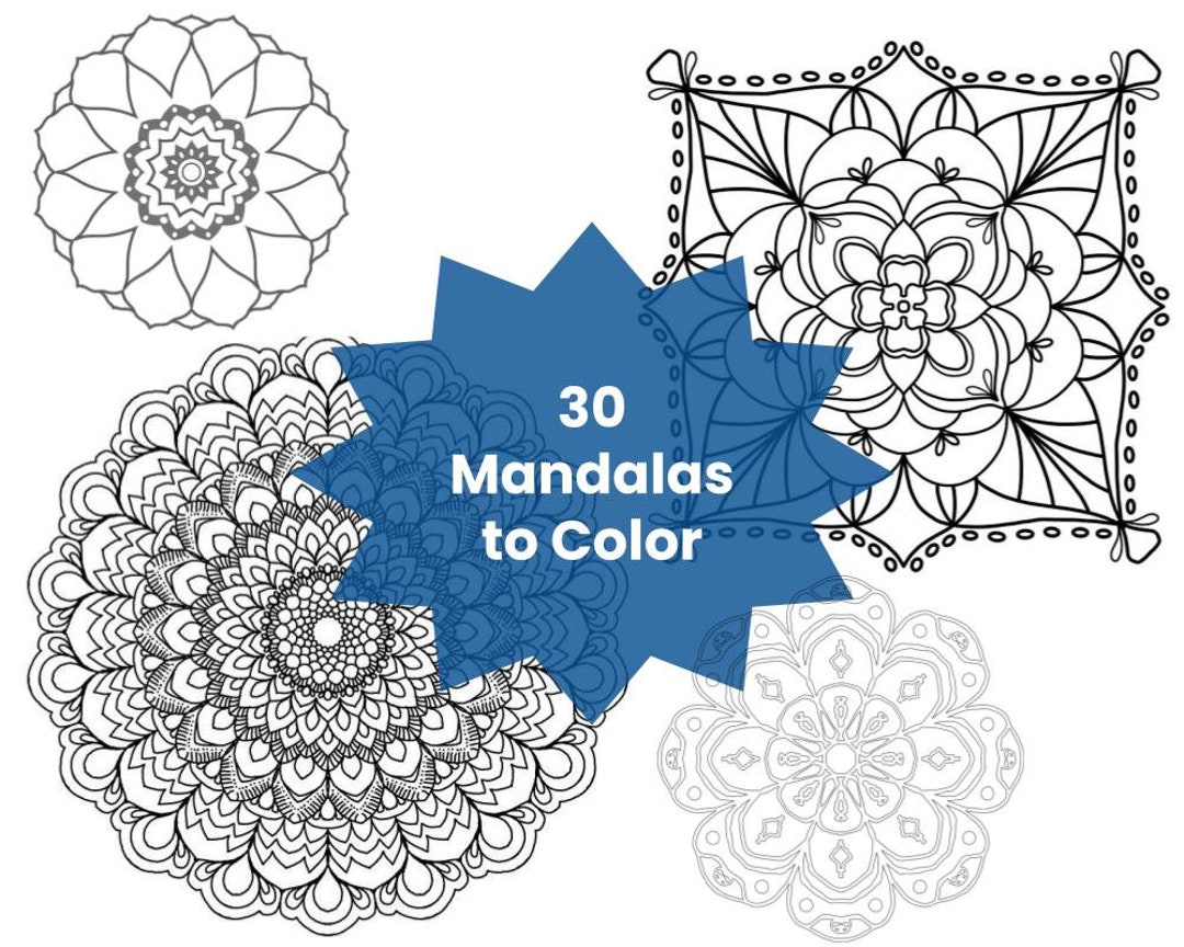 Mandala Coloring Book for Adults - Instant Download - PDF 30 Pages to