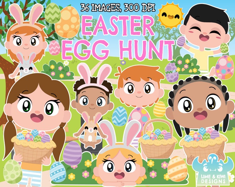 Easter Egg Hunt Clipart Instant Download Spring Activity Etsy UK