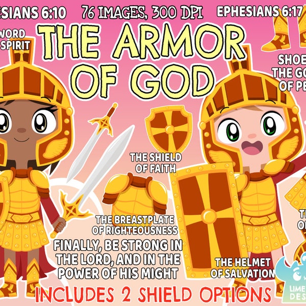 The Armor Of God Clipart, Instant Download, the Belt of Truth, the Breastplate of Righteousness, the Gospel of Peace, the Shield of Faith