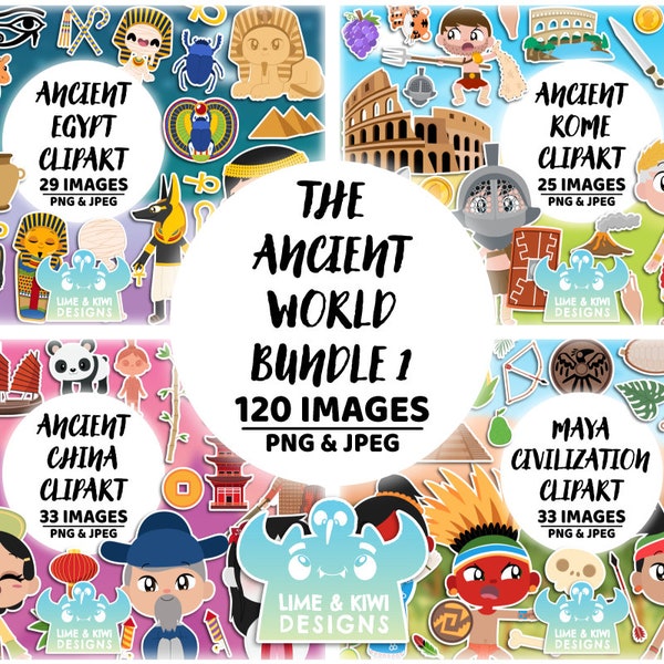 The Ancient World Clipart Bundle 1, Ancient Rome, Romans, Maya, Mayans, Ancient Egypt, Ancient China, Ancient History, Chinese, Mexico