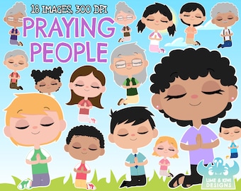 Praying People Clipart, Instant Download Art, Commercial Use Clip Art, Church, Religion, Religious, Holy, Christian, Christianity