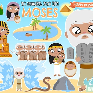 Moses Clipart, Black and White, Digital Stamps, Bible, Religious, Religion, Biblical, Egyptian, Canaan, Ten commandments, Exodus