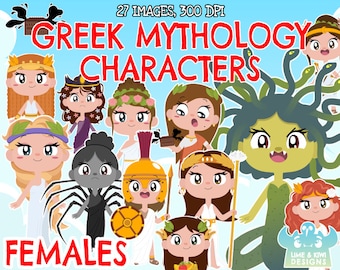 Greek Mythology Characters - Females clipart, Black and White, Digital Stamps, Immortal Clipart, Instant Download Art, Greek God, Aphrodite