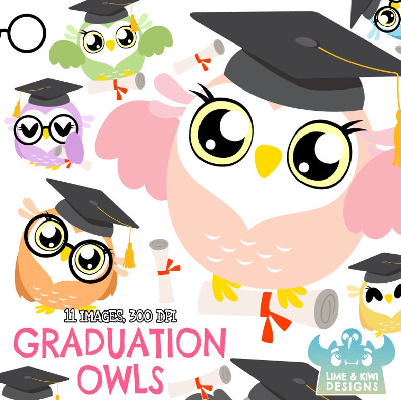 Download Graduation Owls Clipart Instant Download Vector Art | Etsy