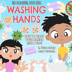 Washing Hands Clipart, Black and White, Digital Stamps, Germs, Viruses, Diseases, Sink, Bathroom, Soap, Liquid Soap, Cleaning, Hygiene, Kids