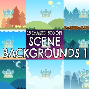 Scene Backgrounds 1 Clipart, Instant Download Art, Commercial Use Clip Art, space background, night background, tree background