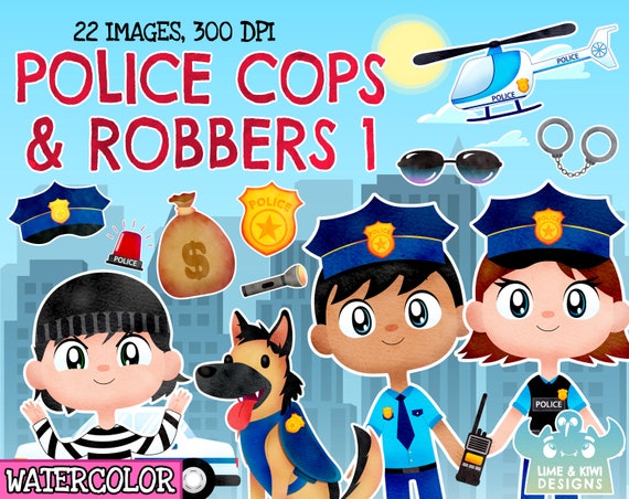 Police Cops And Robbers Watercolor Clipart Instant Download Etsy Police Cops And Robbers Watercolor Clipart Instant Download Etsy