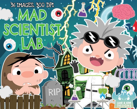 Mad Scientist Lab Clipart Instant Download Vector Art Etsy