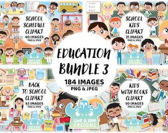 Education Clipart Bundle 3, School, Classroom, Kids, Children, Rules, Books, Teachers, Subjects, Desk, Back to School, Learning, Student