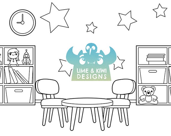 School Classroom Clipart Black And White