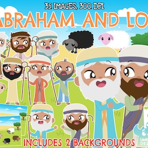 Abraham and Lot Clipart, Black and White, Digital Stamps, Bible, Biblical, God, Shepherd, Sheep, Argument, Field, Background Shepherds crook