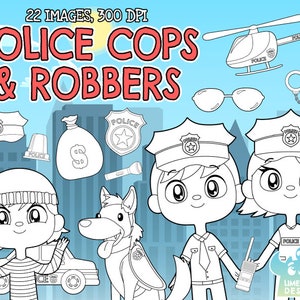 Police Cops And Robbers Clipart Instant Download Policeman Etsy