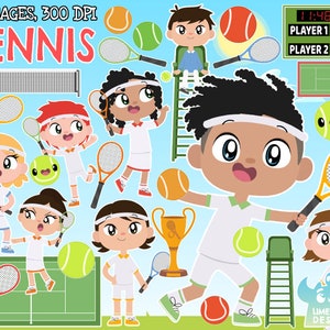 Tennis clipart, Black and White, Digital Stamps, Ball sports, Sports, Tennis court, Cute, Scoreboard, Tennis racket, Tennis ball, Umpire