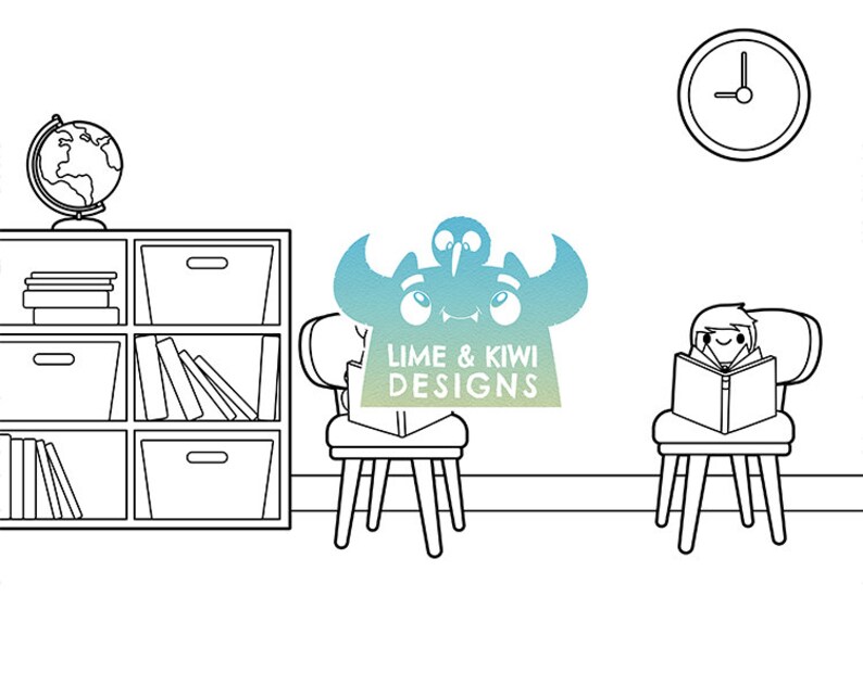 Black and White Preschool Backgrounds Clipart School - Etsy