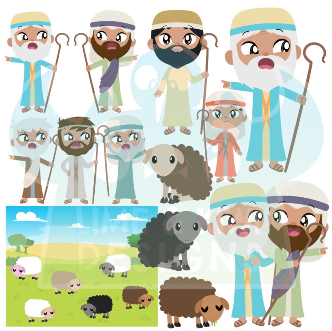 Abraham and Lot Clipart Instant Download Bible Biblical - Etsy