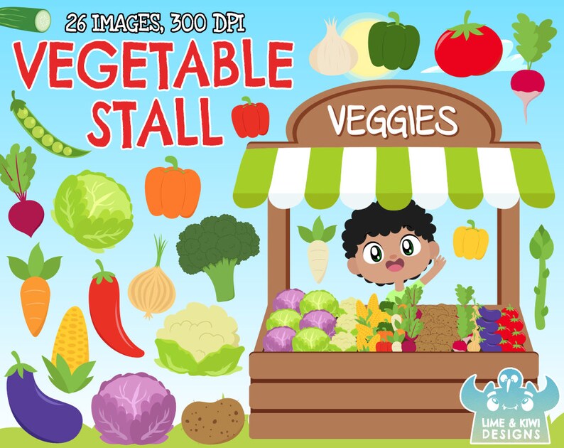 Vegetable Stall Clipart Instant Download Vector Art Clip Etsy