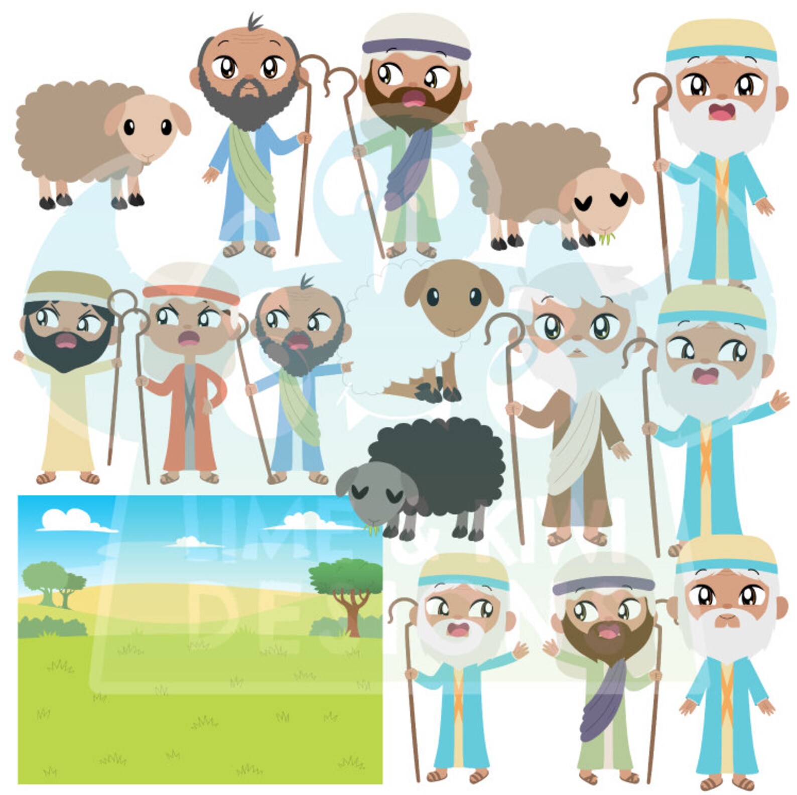 Abraham and Lot Clipart Instant Download Bible Biblical - Etsy