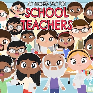 School Teachers Clipart, Black and White Digital Stamps, Education, Back to School, Education, Tutor, Learning, Classroom Educator Professor