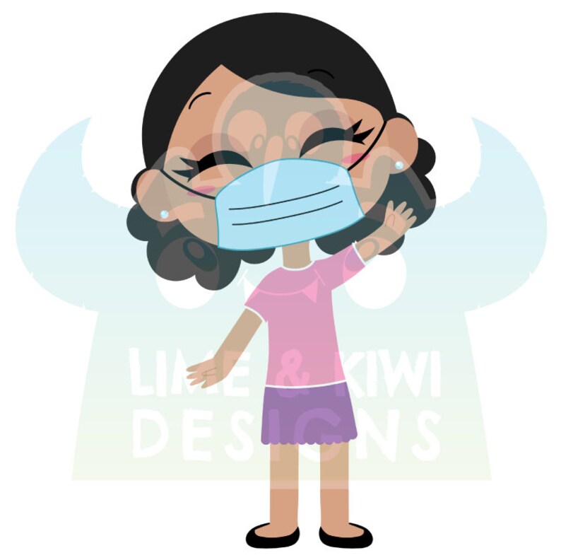 Everyday Kids with Face Masks Clipart Instant Download Vector Etsy México