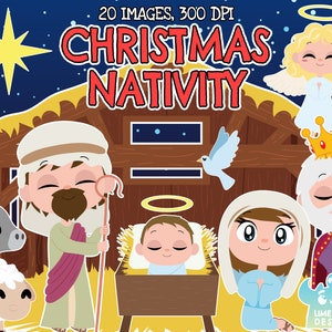 Kerststal clipart, zwart-wit, digitale postzegels, commercieel gebruik illustraties, Kerstmis, Bijbel, Christelijk, Jezus, religieus, God, Kerstmis