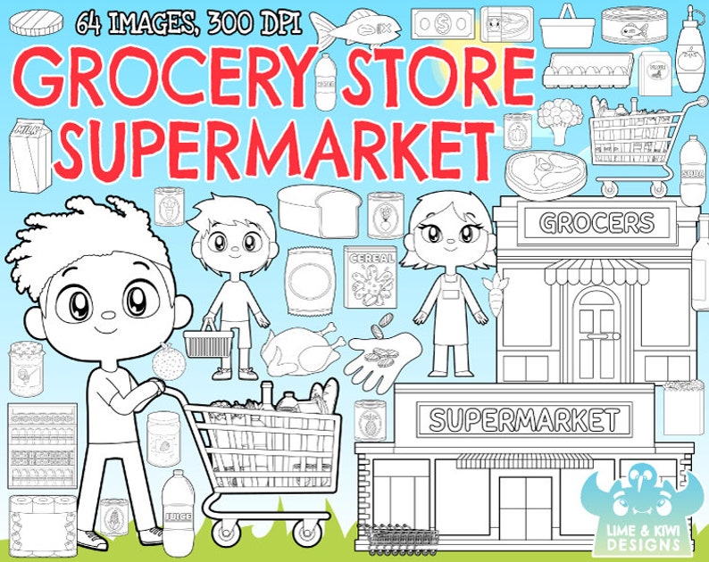 Grocery Store/supermarket Digital Stamps Instant Download Etsy Australia