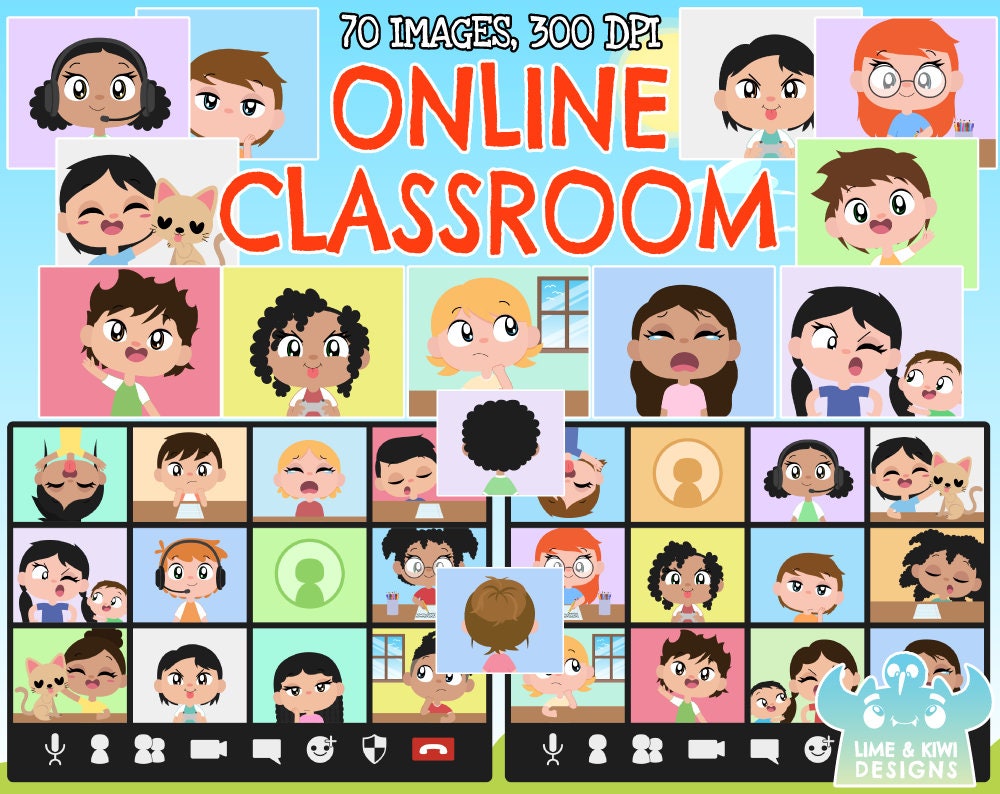 Online Classroom clipart Instant Download Vector Art Zoom Etsy México