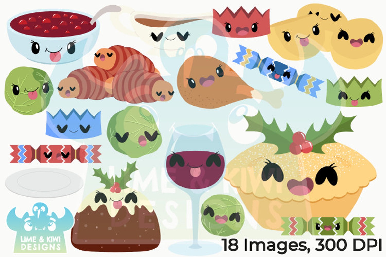 Cute Christmas Dinner Clipart Instant Download Vector Art - Etsy UK