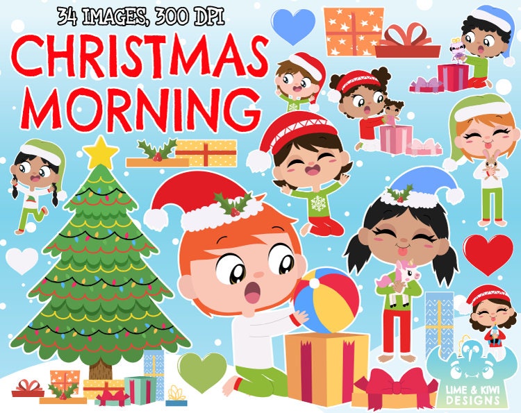 Christmas Morning Clipart Instant Download Vector Art | Etsy UK