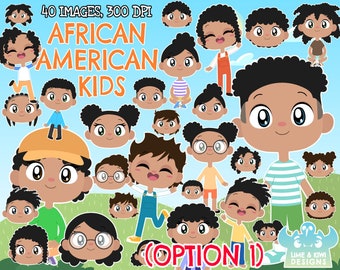 African American Kids (Option 1) Clipart, Instant Download Art, Commercial Use Clip Art, Boy, Girl, Child, Children Kids of the World