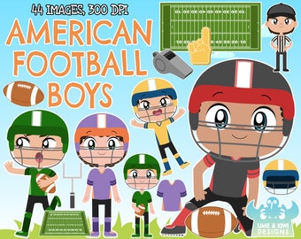 American Football - Boys clipart, Instant Download Art, Gridiron, Football Field, Pitch, Quarterback, Foam hand, Uniform, Goalpost