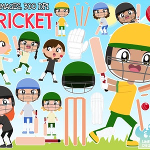Cricket Clipart, Black and White, Digital Stamps, Commercial Use Clip Art, Cricket ball, Cricket Bat, Sport, Wicket, Cricket pitch, Pitching